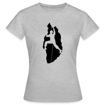spalte wand bergsteiger klettern berge hoch sport - Frauen T-Shirt - Grau meliert - Vorne - AI Model Female 172 dark (172cm)