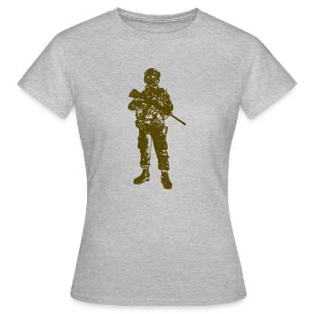 Soldat Infanterie Panzer - Frauen T-Shirt - Grau meliert - Vorne - AI Model Female 172 dark (172cm)