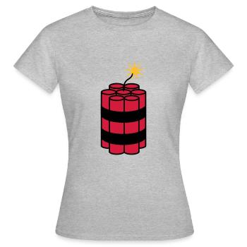 angezuendet tnt dynamit explodieren explosion spre - Frauen T-Shirt - Grau meliert - Vorne - AI Model Female 172 dark (172cm)