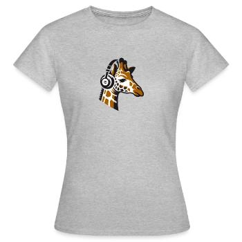 Girafe avec écouteurs - T-shirt Femme - gris chiné - Devant - AI Model Female 172 dark (172cm)