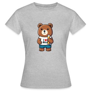 Berlin Tourist Bear avec de la bière et I Love Berlin - T-shirt Femme - gris chiné - Devant - AI Model Female 172 dark (172cm)