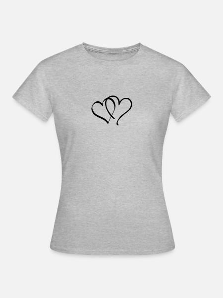 Herzen - Frauen T-Shirt - Grau meliert