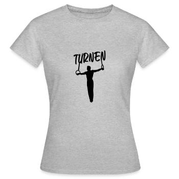 Turnen, Turner an Ringen - Frauen T-Shirt - Grau meliert - Vorne - AI Model Female 172 dark (172cm)