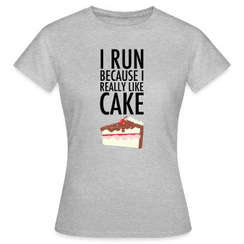 I Run Because I Really Like Cake - Women's T-Shirt - heather grey - Front - AI Model Female 172 dark (172cm)