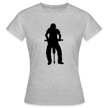 Bauarbeiter Presslufthammer Silhouette - Frauen T-Shirt - Grau meliert - Vorne - AI Model Female 172 dark (172cm)