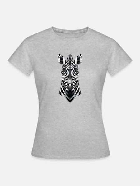 Abstraktes geometrisches Zebra - monochromes Design - Frauen T-Shirt - Grau meliert