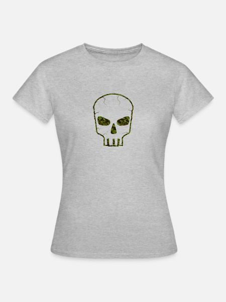 Camo Skull green - Frauen T-Shirt - Grau meliert