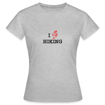 I love HIKING - T-shirt Femme - gris chiné - Devant - AI Model Female 172 dark (172cm)
