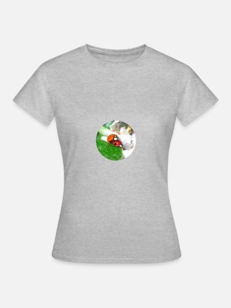 Marienkäfer beim Thema Liebe - Frauen T-Shirt - Grau meliert