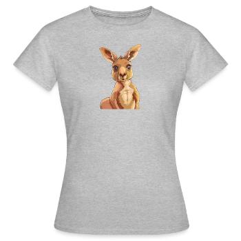 Kangaroo Kaenguru - Frauen T-Shirt - Grau meliert - Vorne - AI Model Female 172 dark (172cm)