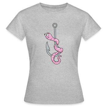 Regenwurm Angelhaken - Frauen T-Shirt - Grau meliert - Vorne - AI Model Female 172 dark (172cm)