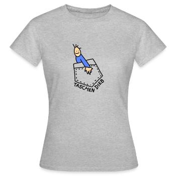 Dieb lustig (b) - Frauen T-Shirt - Grau meliert - Vorne - AI Model Female 172 dark (172cm)