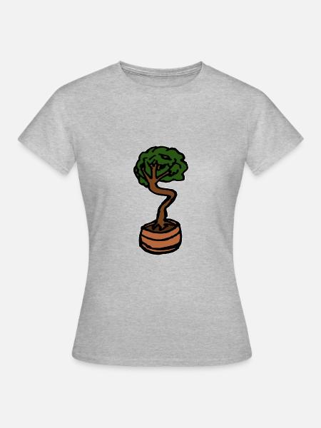 Kleiner Baum Bonsai - Frauen T-Shirt - Grau meliert