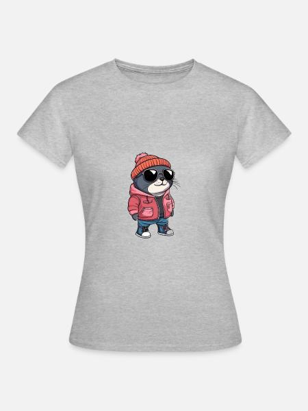 Robbe Tier Winter - Frauen T-Shirt - Grau meliert