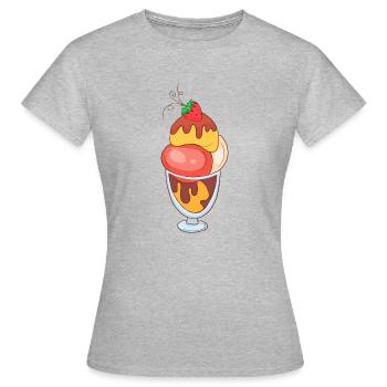 Crème glacée, crème glacée, crème glacée, crème glacée, boule, crème glacée, sundae - T-shirt Femme - gris chiné - Devant - AI Model Female 172 dark (172cm)