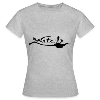 lustiges Hexen Shirt " witch " Hexe Walpurgisnacht - Frauen T-Shirt - Grau meliert - Vorne - AI Model Female 172 dark (172cm)