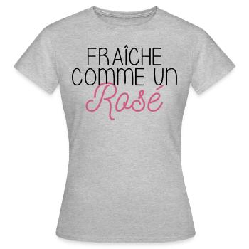 FRAICHE COMME UN ROSÉ - T-shirt Femme - gris chiné - Devant - AI Model Female 172 dark (172cm)