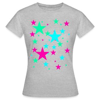Étoiles, étoile, étoiles colorées - T-shirt Femme - gris chiné - Devant - AI Model Female 172 dark (172cm)