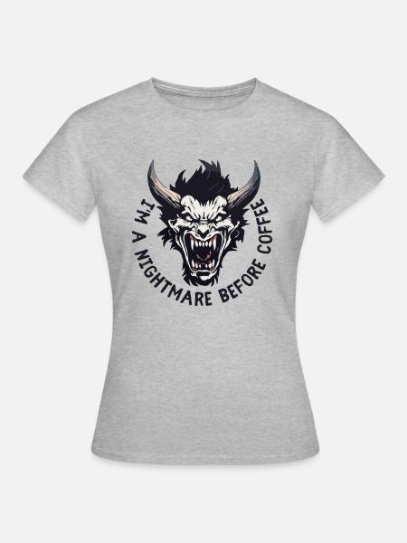 Nightmare before Coffee - Frauen T-Shirt - Grau meliert