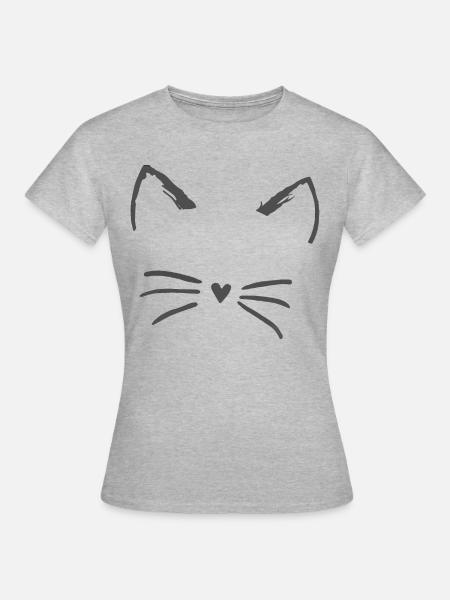 Cartoon Cat - Frauen T-Shirt - Grau meliert