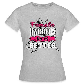 Les barbiers féminins le font mieux idéal comme cadeau - T-shirt Femme - gris chiné - Devant - AI Model Female 172 dark (172cm)