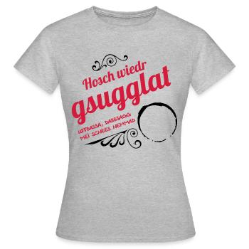 Schwäbisches Kleckern - Frauen T-Shirt - Grau meliert - Vorne - AI Model Female 172 dark (172cm)