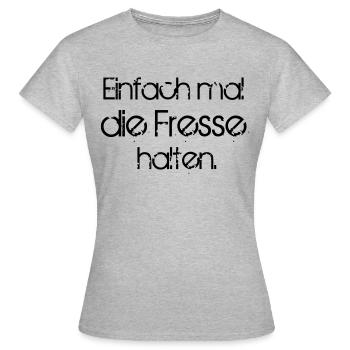 Einfach mal die Fresse halten - Frauen T-Shirt - Grau meliert - Vorne - AI Model Female 172 dark (172cm)