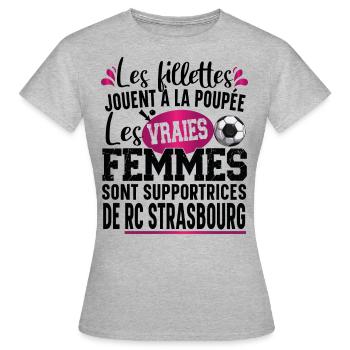 RC Strasbourg Supportrice Football Cadeau Femme - T-shirt Femme - gris chiné - Devant - AI Model Female 172 dark (172cm)