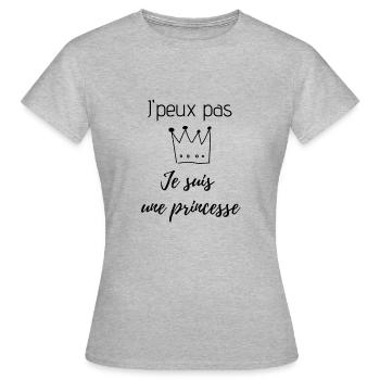 Ich kann nicht, ich bin eine Prinzessin - Frauen T-Shirt - Grau meliert - Vorne - AI Model Female 172 dark (172cm)