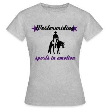 Équitation Western Sport en émotion - T-shirt Femme - gris chiné - Devant - AI Model Female 172 dark (172cm)