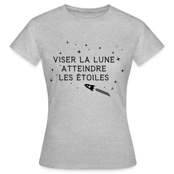To the moon - Aiming for the moon to reach the stars - Women's T-Shirt - heather grey - Front - AI Model Female 172 dark (172cm)