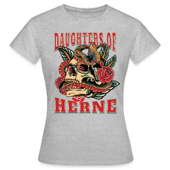 Herne Power-Frau daughters of Herne Retro Blumen - Frauen T-Shirt - Grau meliert - Vorne - AI Model Female 172 dark (172cm)