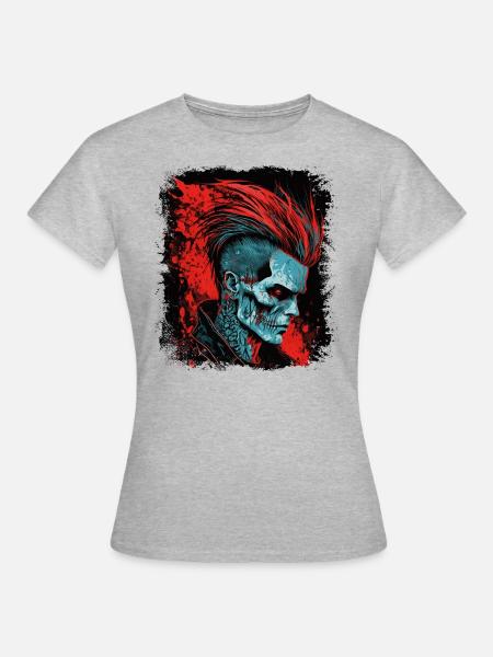 HorrorPunk Zombie Mohawk - Frauen T-Shirt - Grau meliert