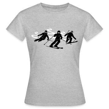 Sports d'hiver - groupe de skieurs - T-shirt Femme - gris chiné - Devant - AI Model Female 172 dark (172cm)