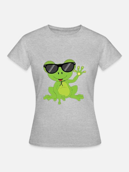 Süsser kleiner Frosch Grün Sonnenbrille für Kinder - Frauen T-Shirt - Grau meliert