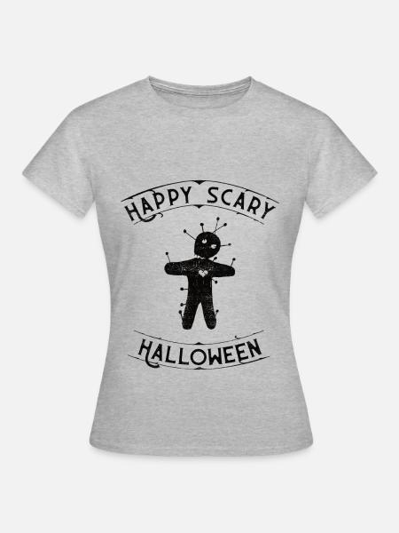 Voodoo Puppe Halloween - Frauen T-Shirt - Grau meliert