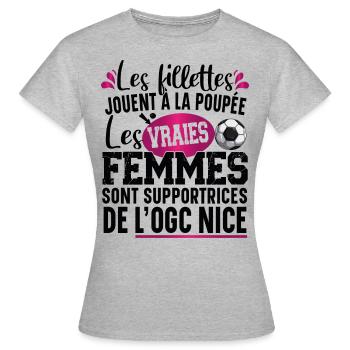 OGC Nice Supportrice Football Cadeau Humour Femme - T-shirt Femme - gris chiné - Devant - AI Model Female 172 dark (172cm)