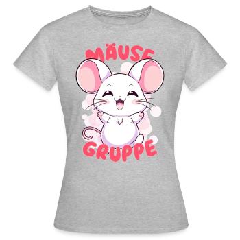 Süßes Mäusegruppe Kindergarten Gruppentier - Frauen T-Shirt - Grau meliert - Vorne - AI Model Female 172 dark (172cm)