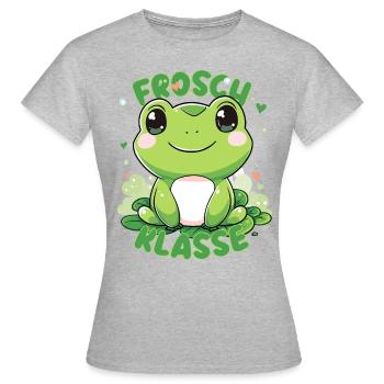Süßes Froschklasse Grundschule Klassentier - Frauen T-Shirt - Grau meliert - Vorne - AI Model Female 172 dark (172cm)
