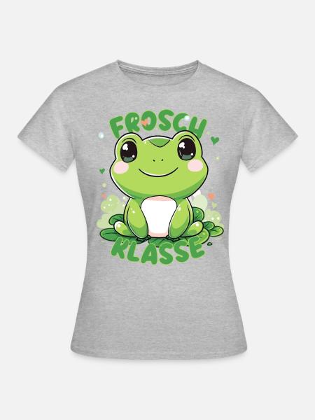 Süßes Froschklasse Grundschule Klassentier - Frauen T-Shirt - Grau meliert