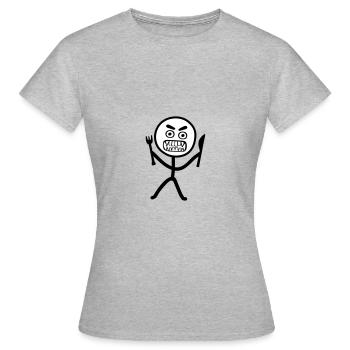 Hungriges Emoji Strichmännchen - Frauen T-Shirt - Grau meliert - Vorne - AI Model Female 172 dark (172cm)