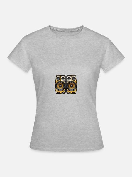 Bass Musik Boxen - Frauen T-Shirt - Grau meliert
