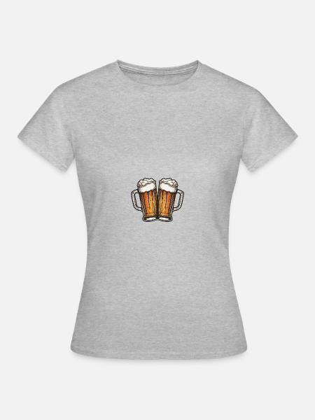 Bierkrug Bier Anstoßen - Frauen T-Shirt - Grau meliert