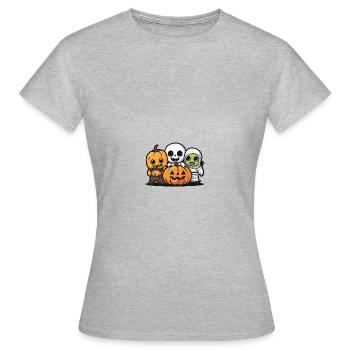 Fête d’Halloween Trick Or Treat Citrouille - T-shirt Femme - gris chiné - Devant - AI Model Female 172 dark (172cm)