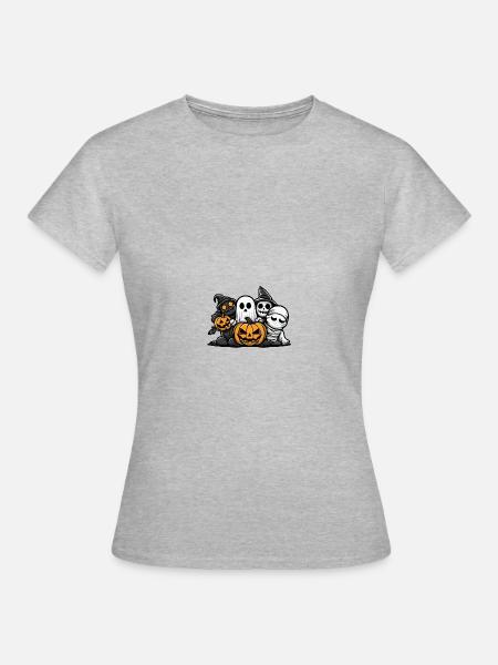 Halloween Party Figuren - Frauen T-Shirt - Grau meliert