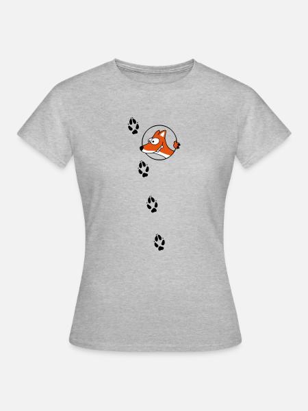 Fuchs Spuren - Frauen T-Shirt - Grau meliert