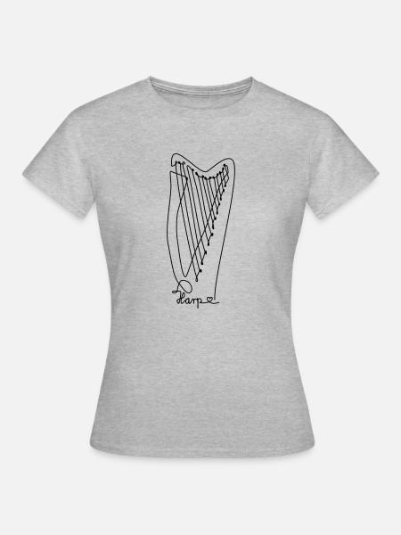 one line harp - Frauen T-Shirt - Grau meliert