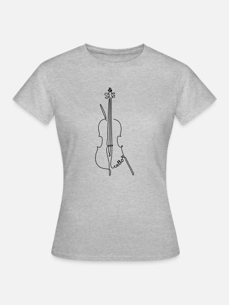 one line cello - Frauen T-Shirt - Grau meliert
