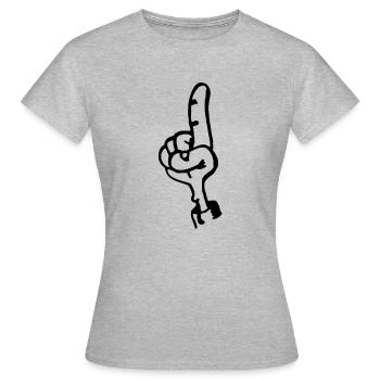 erhobener Zeigefinger - Frauen T-Shirt - Grau meliert - Vorne - AI Model Female 172 dark (172cm)