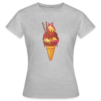 Crème glacée, crème glacée, crème glacée, crème glacée, boule, crème glacée, sundae - T-shirt Femme - gris chiné - Devant - AI Model Female 172 dark (172cm)